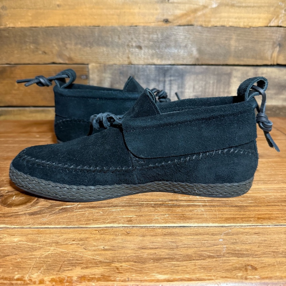 UGG Australia WOODLYN Moccasins Loafer Womens 7.5 Black‎ Suede Booties - Picture 5 of 7